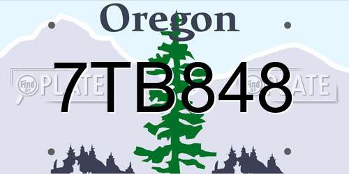 7TB848 Oregon License Plate