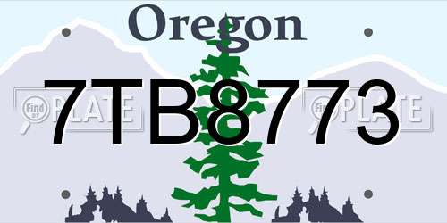 7TB8773 Oregon License Plate