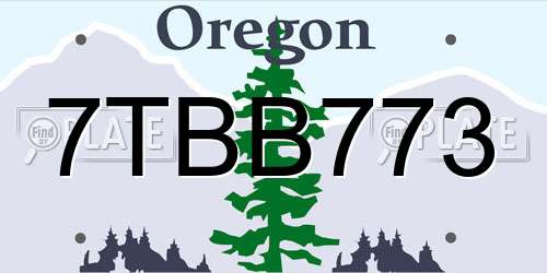 7TBB773 Oregon License Plate