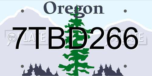 7TBD266 Oregon License Plate