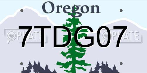 7TDG07 Oregon License Plate