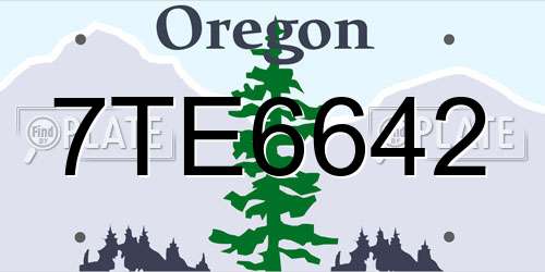7TE6642 Oregon License Plate