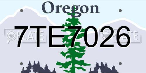 7TE7026 Oregon License Plate