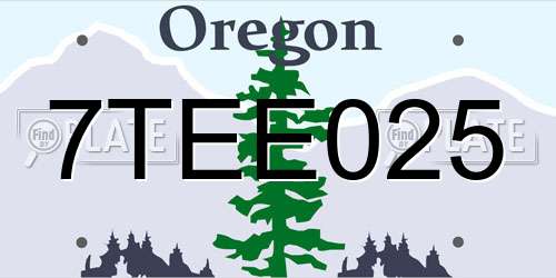 7TEE025 Oregon License Plate