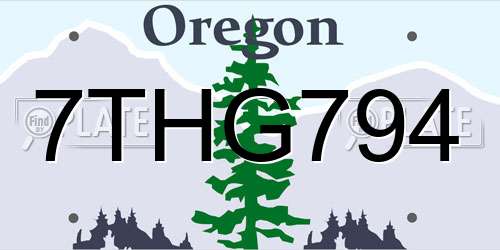 7THG794 Oregon License Plate