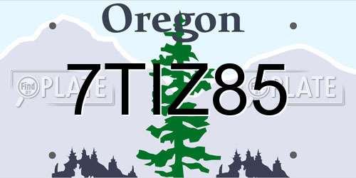 7TIZ85 Oregon License Plate