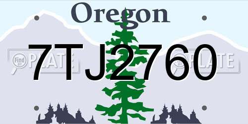 7TJ2760 Oregon License Plate