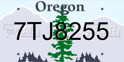7TJ8255 Oregon License Plate