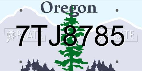 7TJ8785 Oregon License Plate