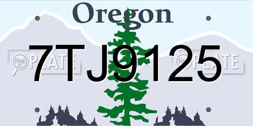 7TJ9125 Oregon License Plate
