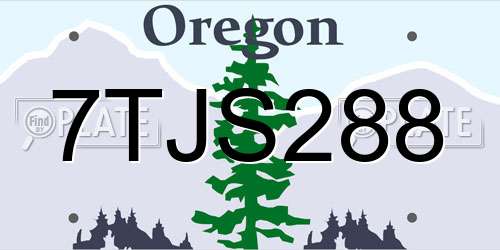 7TJS288 Oregon License Plate