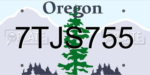 7TJS755 Oregon License Plate