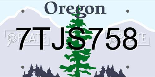 7TJS758 Oregon License Plate