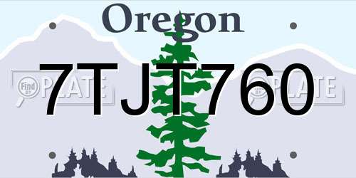 7TJT760 Oregon License Plate
