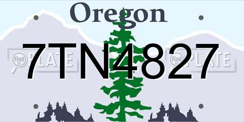 7TN4827 Oregon License Plate