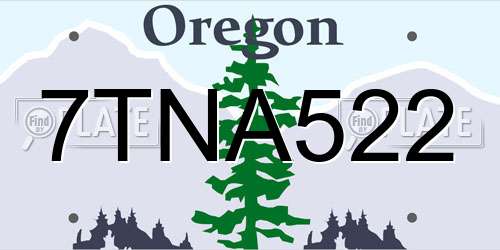 7TNA522 Oregon License Plate