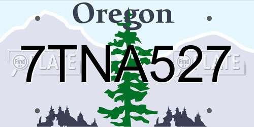 7TNA527 Oregon License Plate