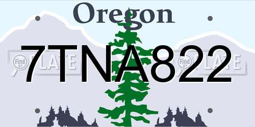 7TNA822 Oregon License Plate