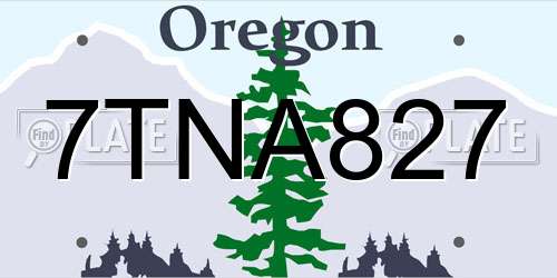 7TNA827 Oregon License Plate