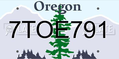 7TOE791 Oregon License Plate