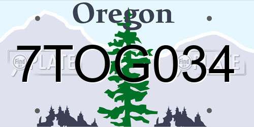 7TOG034 Oregon License Plate