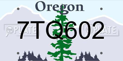 7TQ602 Oregon License Plate
