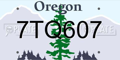 7TQ607 Oregon License Plate