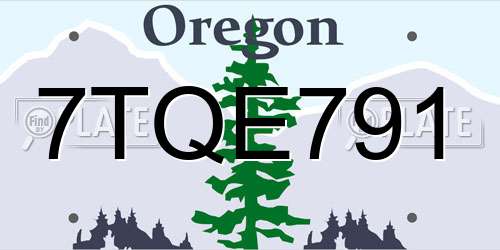 7TQE791 Oregon License Plate