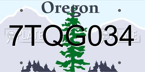 7TQG034 Oregon License Plate
