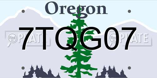 7TQG07 Oregon License Plate