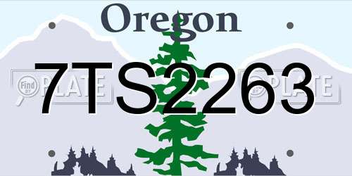 7TS2263 Oregon License Plate