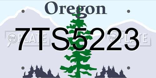 7TS5223 Oregon License Plate