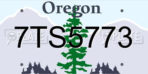 7TS5773 Oregon License Plate
