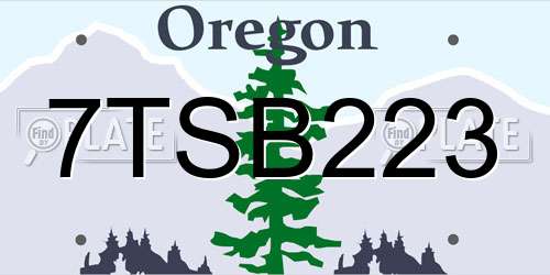 7TSB223 Oregon License Plate