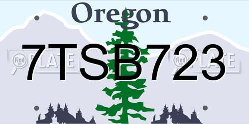 7TSB723 Oregon License Plate