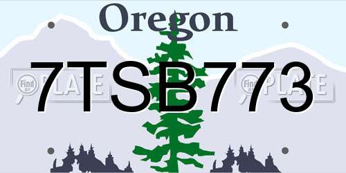7TSB773 Oregon License Plate