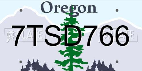 7TSD766 Oregon License Plate