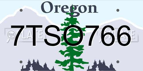 7TSO766 Oregon License Plate