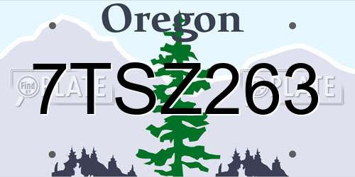 7TSZ263 Oregon License Plate