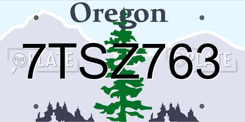 7TSZ763 Oregon License Plate
