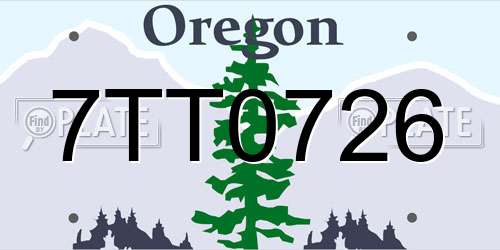 7TT0726 Oregon License Plate