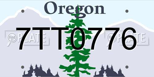 7TT0776 Oregon License Plate