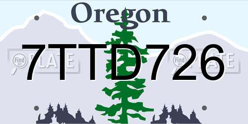 7TTD726 Oregon License Plate