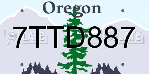 7TTD887 Oregon License Plate