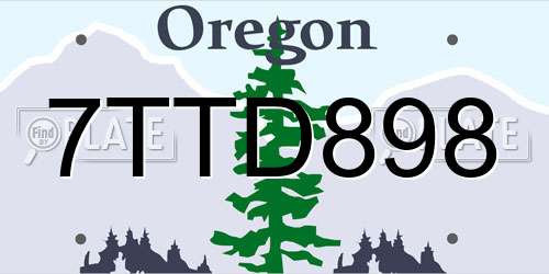 7TTD898 Oregon License Plate