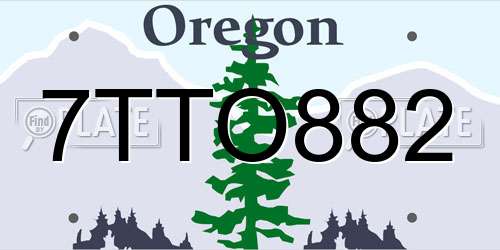 7TTO882 Oregon License Plate