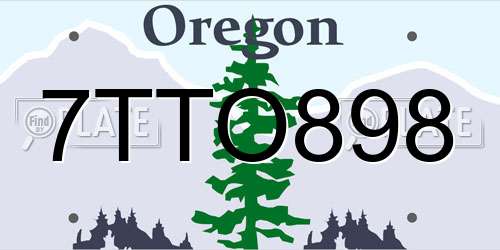 7TTO898 Oregon License Plate