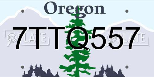 7TTQ557 Oregon License Plate