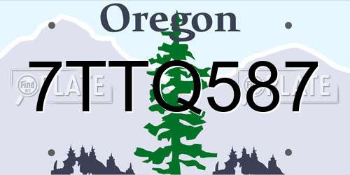 7TTQ587 Oregon License Plate