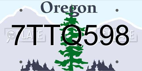 7TTQ598 Oregon License Plate